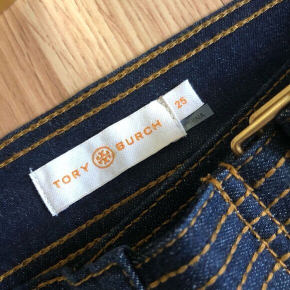 Tory Burch Denim Culottes High Rise Dark Wash Cropped Jeans Women’s SIZE 25 - Picture 3 of 10